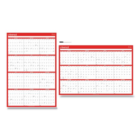 Universal Erasable Wall Calendar, 24 x 36, White/Red, 2021 71004
